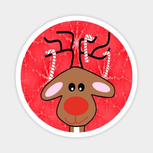 REINDEER Christmas Red With Snowflakes Magnet